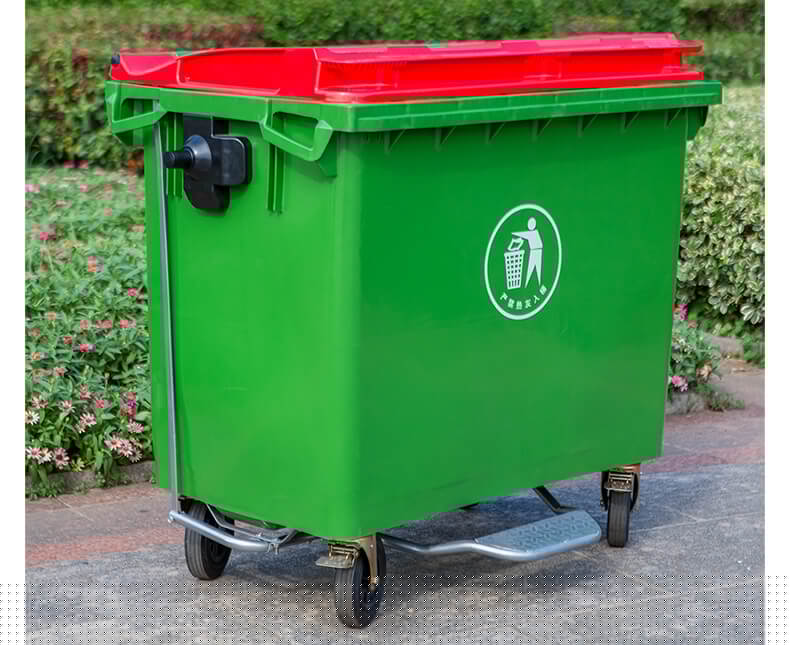 1100 liter plastic foot pedal garbage trolley