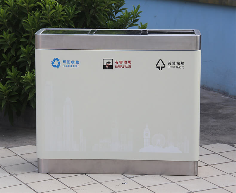 100 liter 3 compartment classification garbage bin