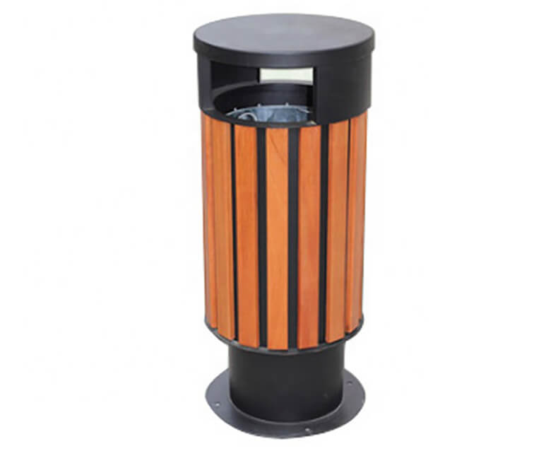 Wood metal rain guard trash cans