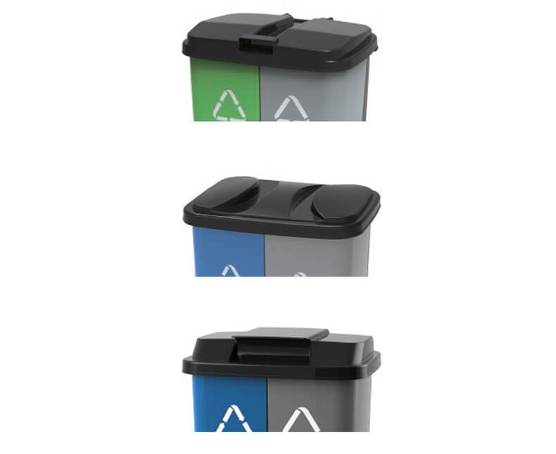 Pedal trash bin for different waste collection