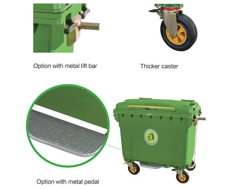 Four Wheels Mobile Garbage Container